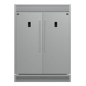 FORNO Fortezza 60" 28 cu. ft. Refrigerator/Freezer with Automatic Ice Maker and Grill Trim Kit in Stainless Steel, FFFFD1738-60SG
