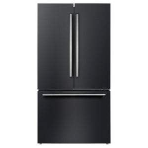 FORNO Rivello 36" French Door Standard Depth Refrigerator with Water and Ice Dispenser in Black with Silver Accents, FFFFD1783-36BLK