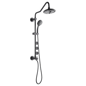 FORNO AcquaSPA System with 8" 6 Function Rainfall Shower Head, 5-in-1 Handheld Shower and 3 Function Adjustable Body Jet in Matte Black