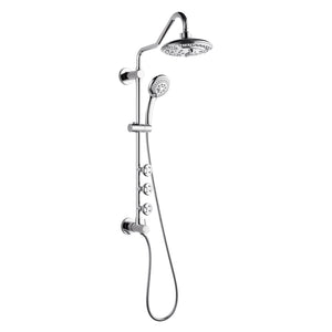 FORNO AcquaSPA System with 8" 6 Function Rainfall Shower Head, 5-in-1 Handheld Shower and 3 Function Adjustable Body Jet in Polished Chrome