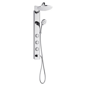 FORNO AcquaSPA Shower Panel with SensoTemp, 9" Rainfall Shower Head, 5-in-1 Handheld Shower and 3 Body Jets in Mirrored Stainless Steel