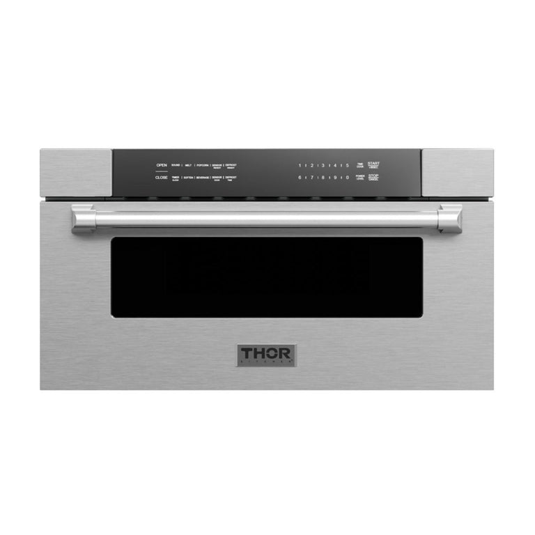 Thor Contemporary Package - 36" Electric Range, Range Hood, Refrigerator, Dishwasher, Microwave and Wine Cooler, Thor-AP-ARE36-C138