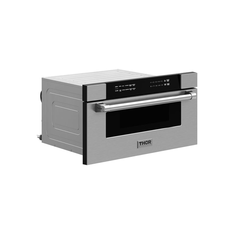 Thor Contemporary Package - 36" Electric Range, Range Hood, Refrigerator, Dishwasher, Microwave and Wine Cooler, Thor-AP-ARE36-C140