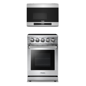 THOR Kitchen Package - 24" Professional Electric Range, Over the Range Microwave, AP-HRE2401-2