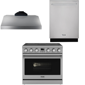 THOR Contemporary Package - 36" Electric Range, Range Hood and Dishwasher, AP-ARE36-C13