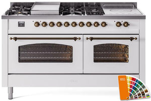 ILVE Nostalgie II 60" Dual Fuel Natural Gas Range in RAL Custom Color with Bronze Trim, UP60FSNMPRAB