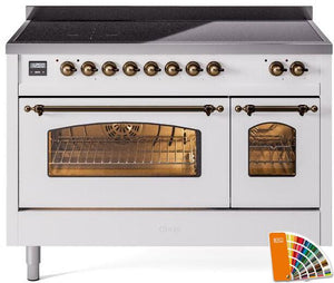 ILVE Nostalgie II 48" Induction Range with Element Stove and Electric Oven in RAL Custom Color with Bronze Trim, UPI486NMPRAB