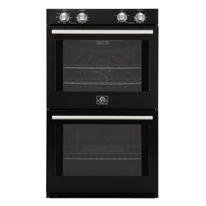 FORNO Espresso Vomero 30" 10 cu. ft. Electric Double Wall Oven in Black with Silver Accents, FBOEL1324-30BLK