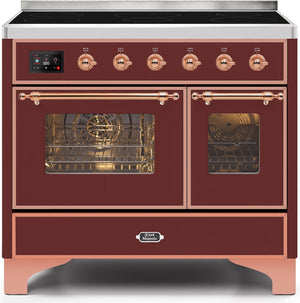ILVE Majestic II 40" Induction Range with Element Stove and Electric Oven in Burgundy with Copper Trim, UMDI10NS3BUP