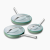 Caraway Fry Pan Trio with Glass Lids - Sage
