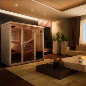 Dynamic Monaco Elite Ultra Low EMF Indoor Infrared Sauna in Canadian Hemlock (6-Person Capacity)