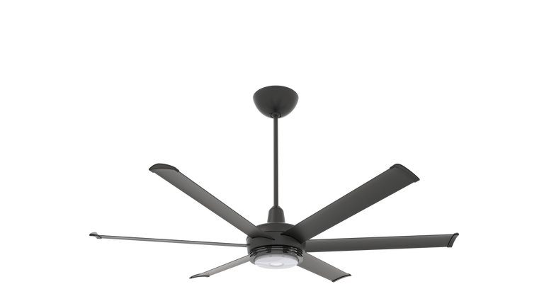 Big Ass Fans es6 60" Ceiling Fan in Black, 20" Downrod, Downlight LED, Indoor or Covered Outdoor