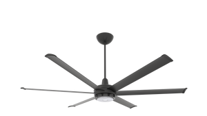 Big Ass Fans es6 72" Ceiling Fan in Black, 20" Downrod, Downlight LED, Indoor or Covered Outdoor