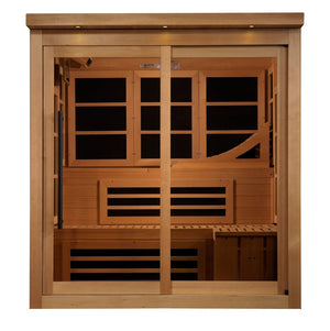 Golden Designs Monaco Limited Edition PureTech™ Near Zero EMF Indoor Infrared Sauna in Canadian Hemlock (6-Person Capacity)