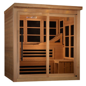 Golden Designs Monaco Limited Edition PureTech™ Near Zero EMF Indoor Infrared Sauna in Canadian Hemlock (6-Person Capacity)