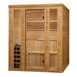 Golden Designs Engelberg Edition Indoor/Covered Outdoor Traditional Steam Sauna in Pacific Premium Clear Cedar (6-Person Capacity)