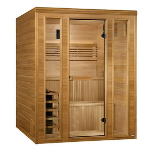 Golden Designs Engelberg Edition Indoor/Covered Outdoor Traditional Steam Sauna in Pacific Premium Clear Cedar (6-Person Capacity)