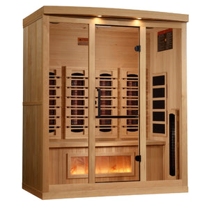 Golden Designs Full Spectrum PureTech™ Near Zero EMF Indoor Infrared Sauna with Himalayan Salt Bar in Canadian Hemlock (4-Person Capacity)