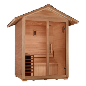 Golden Designs Arlberg Traditional Outdoor Sauna in Canadian Hemlock (3-Person Capacity)