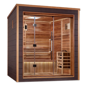 Golden Designs Drammen Outdoor Traditional Sauna with Canadian Red Cedar Interior (3-Person Capacity)