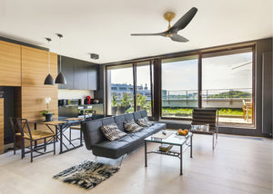 Big Ass Fans Haiku 84" Ceiling Fan With Black Blades And Gold Finish, Downrod 32", Indoors