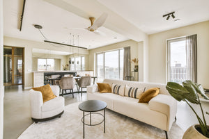 Big Ass Fans Haiku 60" Ceiling Fan With Cream Blades And Gold Finish, Downrod 12", Indoors