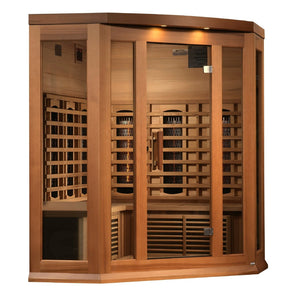 Maxxus Corner Full Spectrum Near Zero EMF Indoor Infrared Sauna in Canadian Red Cedar (3-Person Capacity)