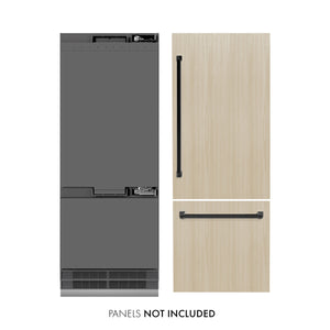 ZLINE Autograph 30" 16.1 cu. ft. Panel Ready Built-In Bottom Freezer Refrigerator with Water Dispenser and Ice Maker with Graphite Gray Interior and Matte Black Accents, GRBIVZ-30-MB