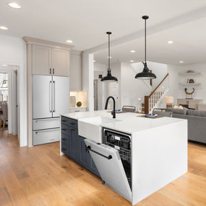 ZLINE Autograph 24" Monument Series 3rd Rack Top Control Built-In Tall Tub Dishwasher with Satin Stainless Steel Panel and Matte Black Handle, 45dBa, DWMTZ-SN-24-MB