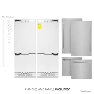ZLINE 60" 32.2 cu. ft. French Door Built-In Bottom Freezer Refrigerator with Water Dispensers and Ice Makers in Satin Stainless Steel, RBIV-SN-60