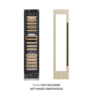 ZLINE Autograph 18" 9.0 cu. ft. Triple Zone 68 Bottle Panel Ready Left Hinge Column Wine Cooler with Matte Black Accents, RBCWVLZ-18-MB