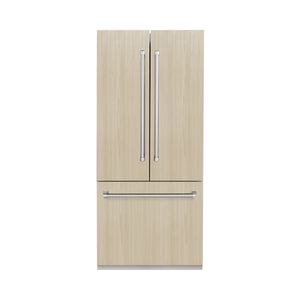 ZLINE 36" 19.6 cu. ft. Panel Ready French Door Built-In Bottom Freezer Refrigerator with Water Dispenser and Ice Maker with Stainless Steel Interior, SRBIV-36