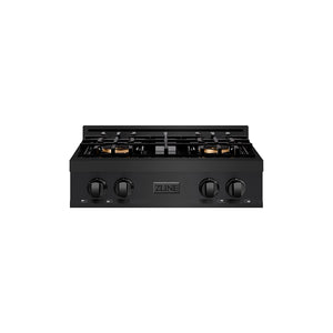 ZLINE 30" Classic Gas Rangetop with 4 Burner DuoPro™ Cooktop in Black Stainless Steel, PCRTB-30