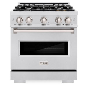 ZLINE 30" 4.2 cu. ft. Classic Dual Fuel Range with 4 Burner Gas Cooktop and Electric Convection Oven in Satin Stainless Steel, CDRS-30