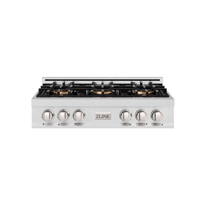 ZLINE 36" Classic Gas Rangetop with 6 Burner DuoPro™ Cooktop in Satin Stainless Steel, PCRTS-36