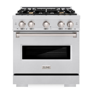 ZLINE 30" 4.2 cu. ft. Classic Dual Fuel Range in Stainless Steel with 4 Brass Burners, CDR-BR-30