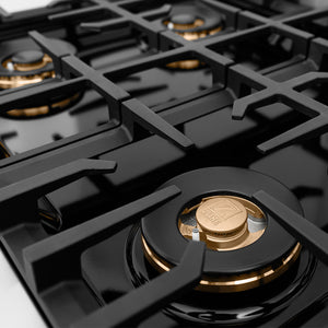 ZLINE Autograph Edition 30" Classic Gas Rangetop with 4 Burner DuoPro™ Cooktop in Stainless Steel and Champagne Bronze Accents, PCRTZ-30-CB