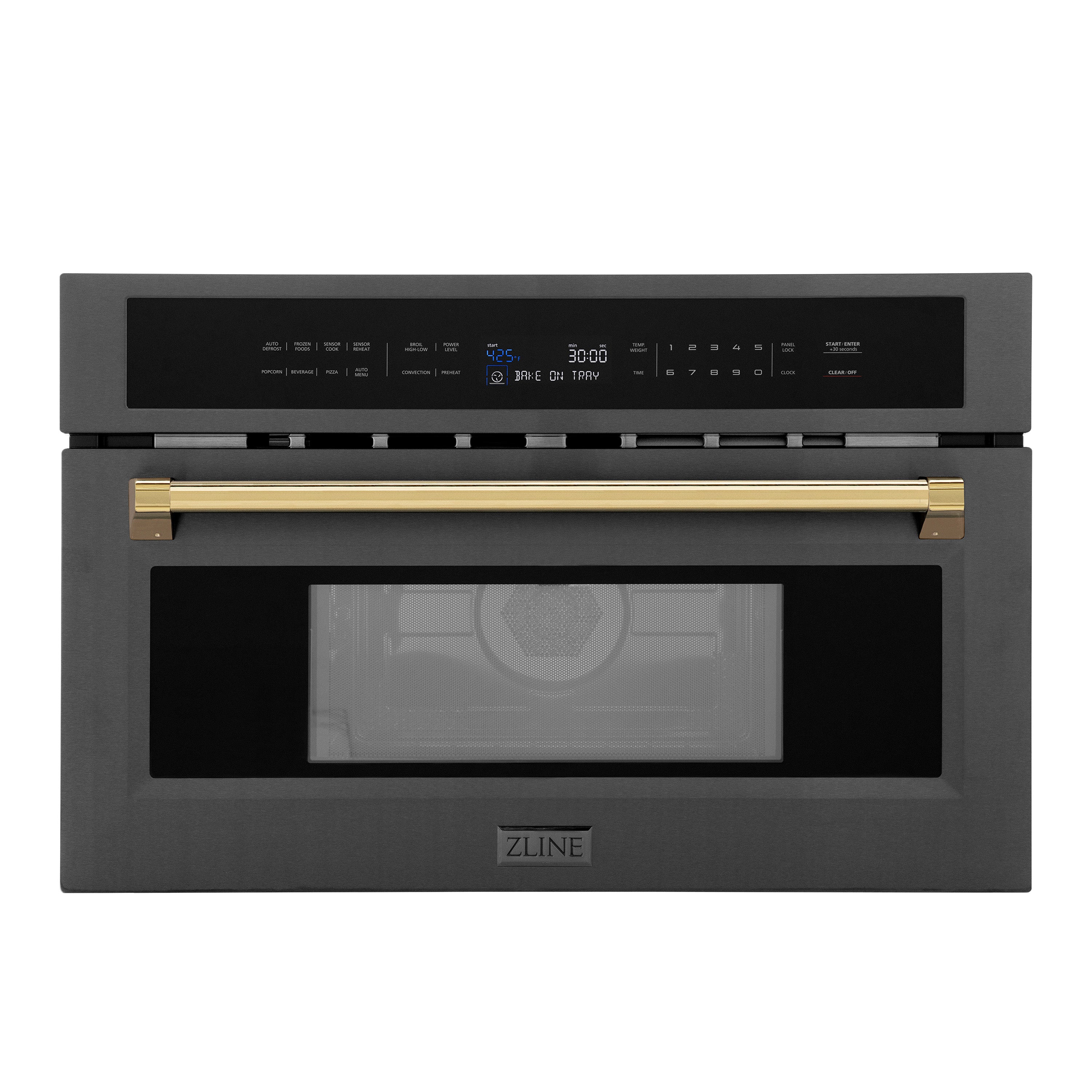 ZLINE Autograph 30 1.55 cu ft. Built in Convection Microwave Oven in Black Stainless Steel and Gold Accents MWOZ 30 BS G