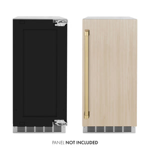 ZLINE Autograph 15" Touchstone Gourmet Ice Maker with Drain Pump and Panel Ready Door with Champagne Bronze Handle, IGMDPZ-15-CB