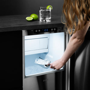ZLINE Autograph 15" Touchstone Gourmet Ice Maker with Drain Pump and Panel Ready Door with Champagne Bronze Handle, IGMDPZ-15-CB