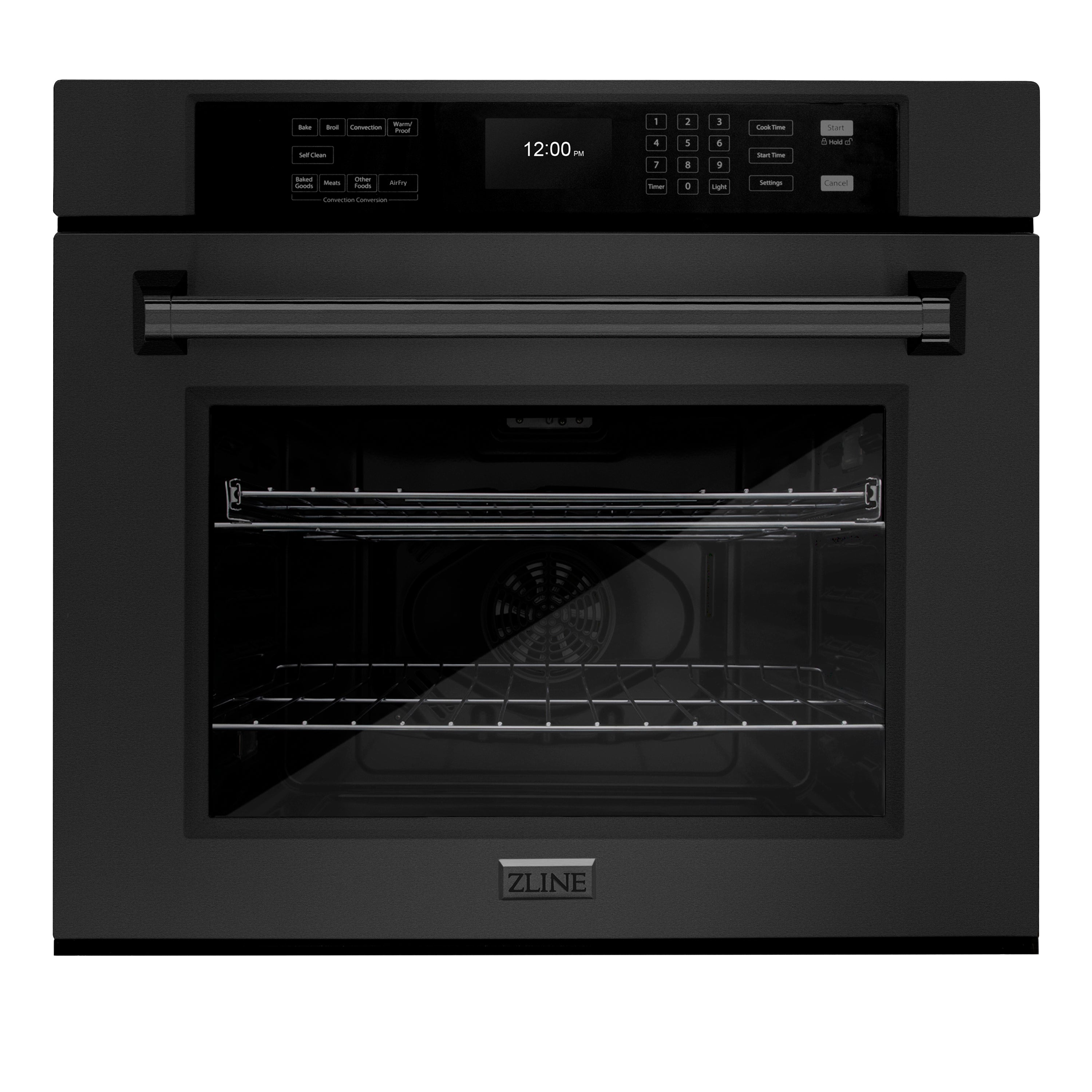 ZLINE 30 in. Professional True Convection Single Wall Oven with Air Fry and Self Clean in Black Stainless Steel WASB 30