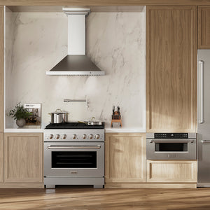 ZLINE 36" 5.2 cu. ft. Paramount Gas Range with 6 Burner DuoPro™ Cooktop and Convection Gas Oven in Satin Stainless Steel, PSGRS-36