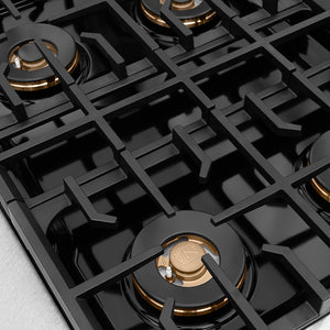 ZLINE Autograph Edition 30" Paramount Gas Rangetop with 4 Burner DuoPro™ Cooktop in Satin Stainless Steel and Polished Gold Accents, PSRTSZ-30-G