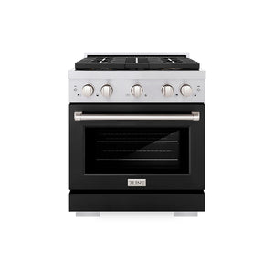 ZLINE 30" 4.2 cu. ft. Paramount Dual Fuel Range with 4 Burner DuoPro™ Cooktop and Electric Convection Oven with Black Matte Door, PSDR-BLM-30