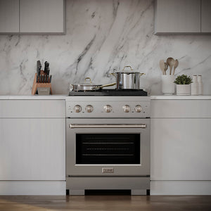 ZLINE 30" 4.2 cu. ft. Paramount Dual Fuel Range with 4 Burner DuoPro™ Cooktop and Electric Convection Oven in Stainless Steel, PSDR30
