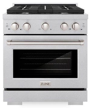 ZLINE 30" 4.2 cu. ft. Paramount Dual Fuel Range with 4 Burner Gas Cooktop and Electric Convection Oven in Satin Stainless Steel, SDRS-30