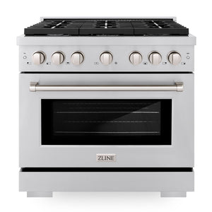 ZLINE 36" 5.2 cu. ft. Paramount Dual Fuel Range with 6 Burners in Stainless Steel, SDR36