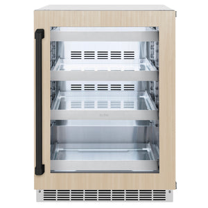 ZLINE Autograph 24" Touchstone 151 Can Beverage Fridge with Panel Ready Glass Door and Matte Black Handle,  RBSPOZ-24-MB