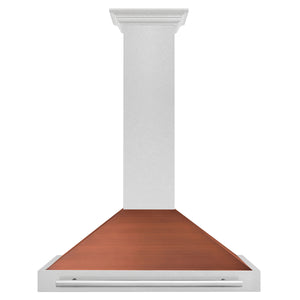 ZLINE 36" Convertible Satin Stainless Steel Wall Mount Range Hood with Copper Shell and Stainless Steel Handle, KB4SNX-C-36