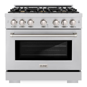ZLINE 36" 5.2 cu. ft. Select Dual Fuel Range withs in Stainless Steel with 6 Brass Burners, HDR-BR-36